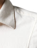 AGLINI Off White Cotton Collared Men Formal Dress Shirt