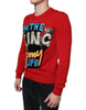 Dolce & Gabbana Red I'm The King Wool Crew Neck Sweatshirt Sweater