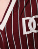 Dolce & Gabbana Maroon Stripes Cotton Logo V-neck T-shirt
