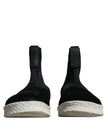 Alexander McQueen Black White Neoprene Takeshi Mid Calf Boots Shoes