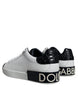 Dolce & Gabbana Black Leather Logo Portofino Sneaker Shoes