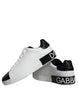 Dolce & Gabbana Black Leather Logo Portofino Sneaker Shoes