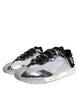 Dolce & Gabbana Silver Black Nylon NS1 Low Top Sneakers Shoes