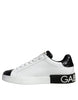 Dolce & Gabbana Black Leather Logo Portofino Sneaker Shoes