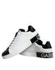 Dolce & Gabbana Black Leather Logo Portofino Sneaker Shoes