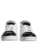 Dolce & Gabbana Black Leather Logo Portofino Sneaker Shoes