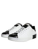 Dolce & Gabbana Black Leather Logo Portofino Sneaker Shoes