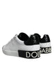Dolce & Gabbana Black Leather Logo Portofino Sneaker Shoes