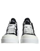 Dolce & Gabbana White Black Cotton Logo High Top Sneaker Shoes