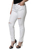 Dolce & Gabbana White Cotton Stretch Tattered Skinny Jeans