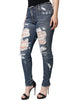 Dolce & Gabbana Blue Cotton Stretch Tattered Skinny Jeans