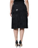 Dolce & Gabbana Black DG Monogram Pleated Midi Skirt