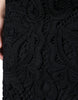 Dolce & Gabbana Black Floral Lace HighWaist Pencil Cut Skirt