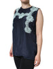 Dolce & Gabbana Blue Floral Lace Silk Sleeveless Tank Top