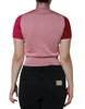 Dolce & Gabbana Pink Short Sleeves Pullover Ascot Collar Top
