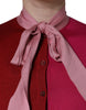 Dolce & Gabbana Pink Short Sleeves Pullover Ascot Collar Top