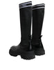 Dolce & Gabbana Black White Polyester Socks High Boots Shoes