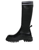 Dolce & Gabbana Black White Polyester Socks High Boots Shoes