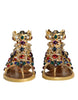 Dolce & Gabbana Gold Leather Crystal Gladiator Sandals Flats Shoes