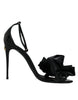 Dolce & Gabbana Black Leather Ankle Strap Heel Sandals Shoes