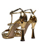 Dolce & Gabbana Gold Leather Baroque Heels Sandals Shoes