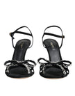 Dolce & Gabbana Black Leather Crystal Bow Heels Sandals Shoes