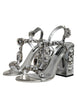Dolce & Gabbana Silver Leather T-strap Crystal Sandals Shoes