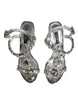 Dolce & Gabbana Silver Leather T-strap Crystal Sandals Shoes