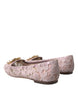 Dolce & Gabbana Pink Lace Crystal Ballet Flats Loafers Shoes
