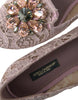 Dolce & Gabbana Pink Lace Crystal Ballet Flats Loafers Shoes