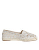 Dolce & Gabbana White Lace Viscose Espadrilles Flats Shoes