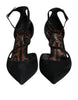 Dolce & Gabbana Black Suede Ankle Strap Heels Pumps Shoes