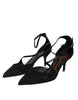 Dolce & Gabbana Black Suede Ankle Strap Heels Pumps Shoes