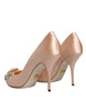 Dolce & Gabbana Beige Satin Crystal High Heels Pumps Shoes