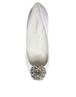 Dolce & Gabbana White Crystals Peep Toe Satin Pumps Shoes