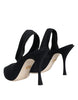 Dolce & Gabbana Black Jersey Stretch Heels Slingback Shoes