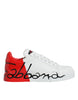 Dolce & Gabbana White Red Portofino Low Top Sneakers Shoes