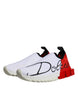 Dolce & Gabbana White Red Low Top Sorrento Men Sneakers Shoes