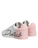 Dolce & Gabbana White Pink Portofino Low Top Sneakers Shoes