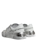 Dolce & Gabbana White Silver Leather Low Top Sneakers Shoes