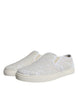 Dolce & Gabbana White Leather Lace Slip On Loafers Shoes