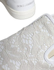 Dolce & Gabbana White Leather Lace Slip On Loafers Shoes