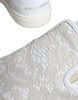 Dolce & Gabbana White Leather Lace Slip On Loafers Shoes