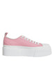 Dolce & Gabbana Pink White Canvas Logo Low Top Sneakers Shoes
