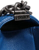 Chanel Blue Lambskin Double Chain Leather Medium Shoulder Bag