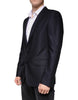 Dolce & Gabbana Dark Blue Wool Single Breasted Dress Coat Blazer