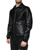 Dolce & Gabbana Black Calf Leather Quilted Full Zip Jacket