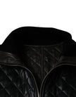 Dolce & Gabbana Black Calf Leather Quilted Full Zip Jacket