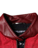 Dolce & Gabbana Red Quilted Bomber Gold Crown Logo Jacket