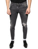 Dolce & Gabbana Black Tattered Cotton Skinny Men Denim Jeans